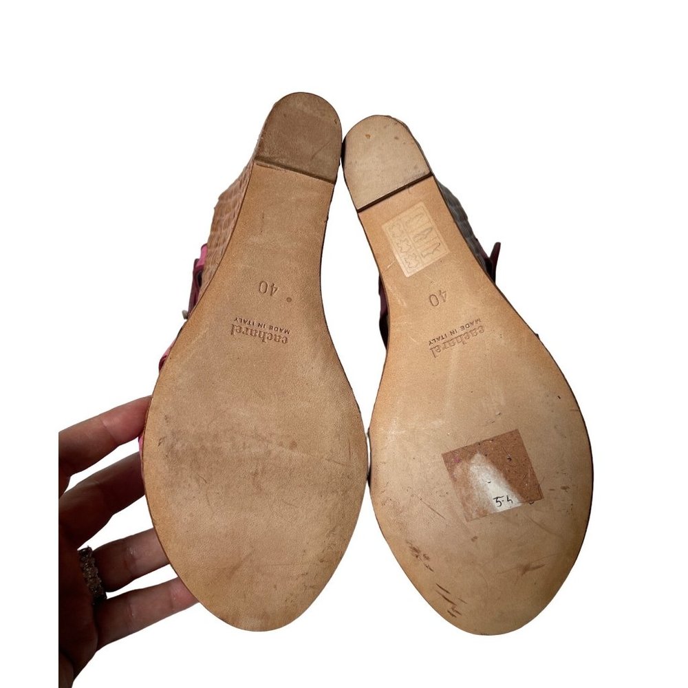 Anthropologie Cacharel Italy Platform Wedges Sandals Pink Leather Sz EUR 40 US 9 - Picture 7 of 7
